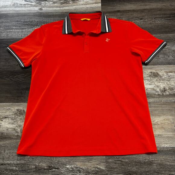 Louis Castel Orange Gray Mens XL 1/4 Button Performance Golf Stretch Polo Mens - Picture 2 of 10